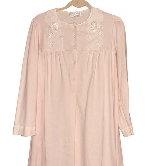 Miss Elaine Intimates Pink Nightgown M Cotton Blend Lace Embroidered Cottagecore - Picture 11 of 11